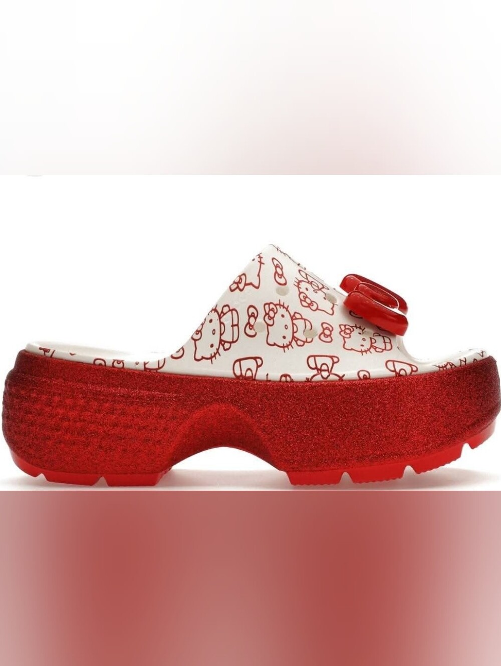 Hello Kitty Red Glitter Platform Slide Sandals 50th Anniversary